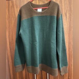 Visvim Forest Green and Chocolate Brown Crewneck Sweater